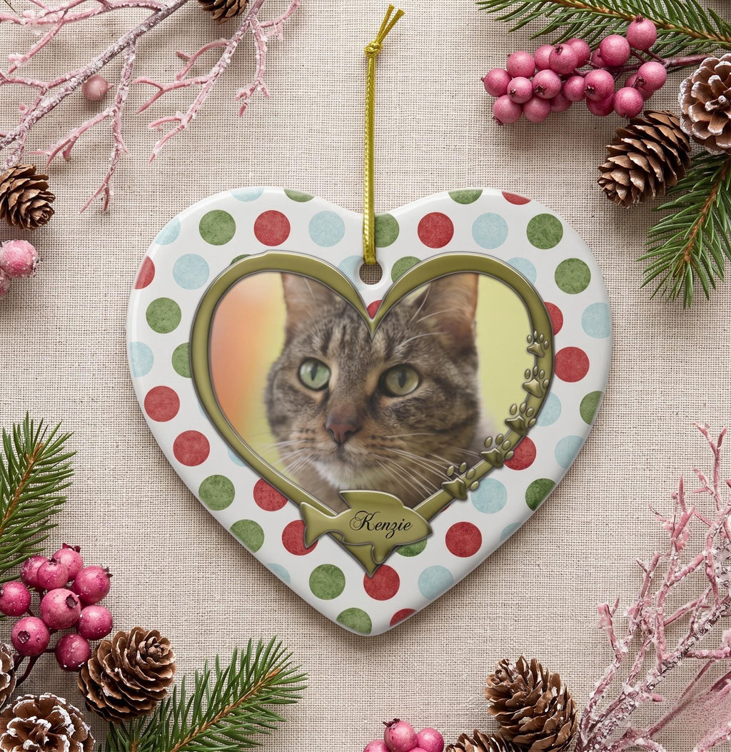 Custom Pet Memorial Ornament, Heart Photo Keepsake, Ceramic Pet Loss Sympathy ArtPersonalized