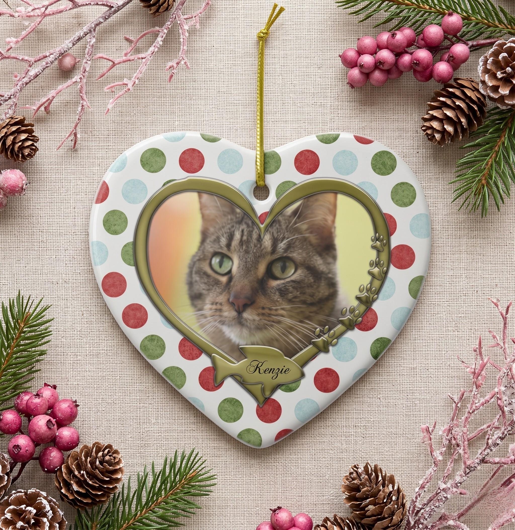 Custom Pet Memorial Ornament, Heart Photo Keepsake, Ceramic Pet Loss Sympathy ArtPersonalized