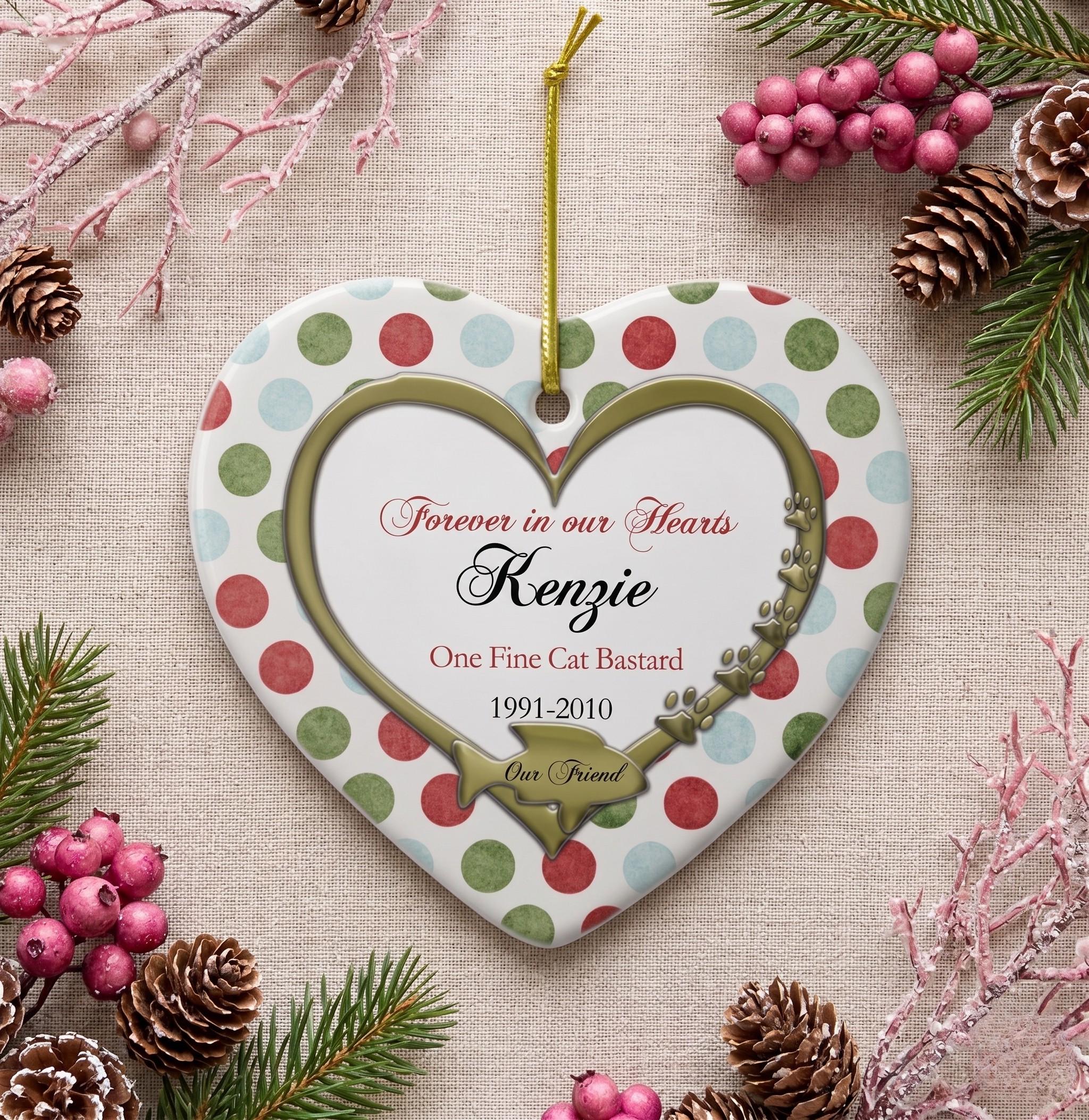 Custom Pet Memorial Ornament, Heart Photo Keepsake, Ceramic Pet Loss Sympathy ArtPersonalized