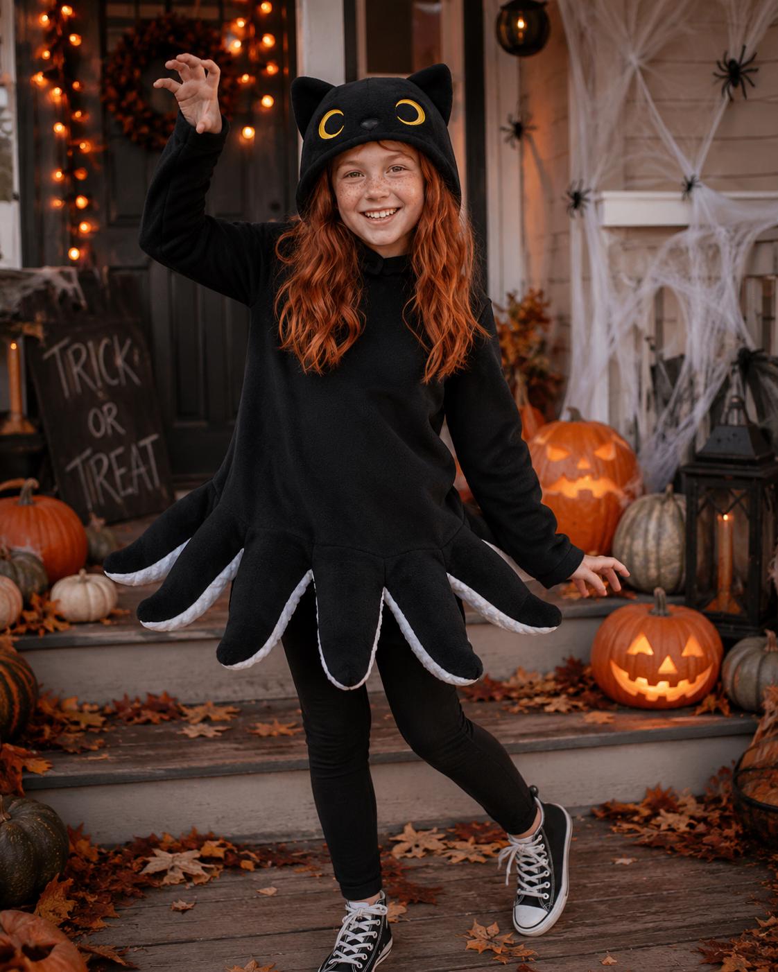 Catopus Kids Halloween Costume, Black Cat Octopus Costume for Children