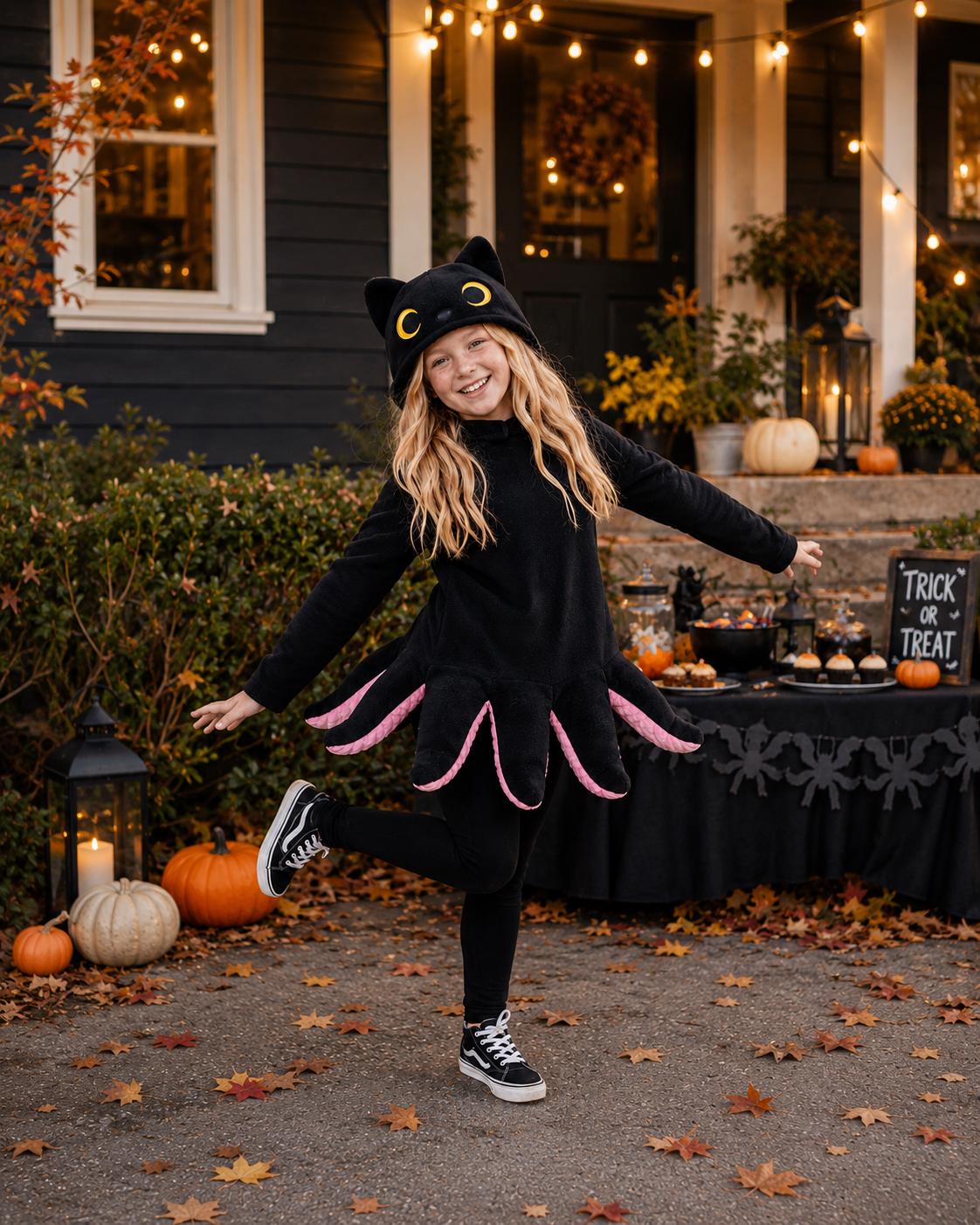 Catopus Kids Halloween Costume, Black Cat Octopus Costume for Children