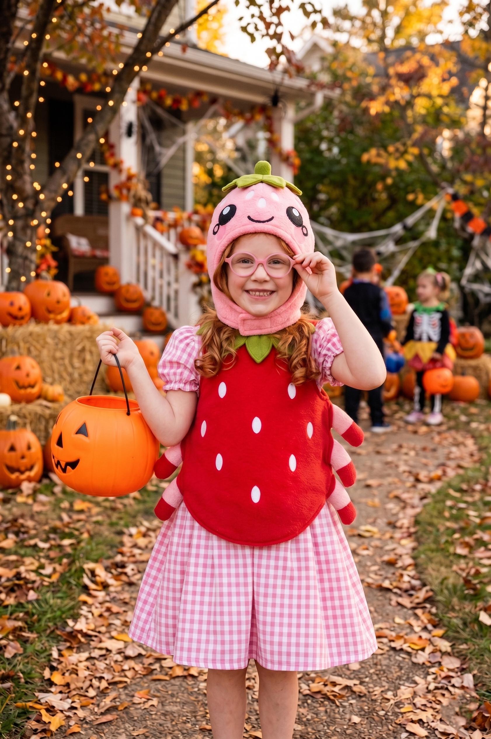 Strawberry Spider Costume for Kids, Cute Strawberry Halloween Costume, Plush Spider Outfit