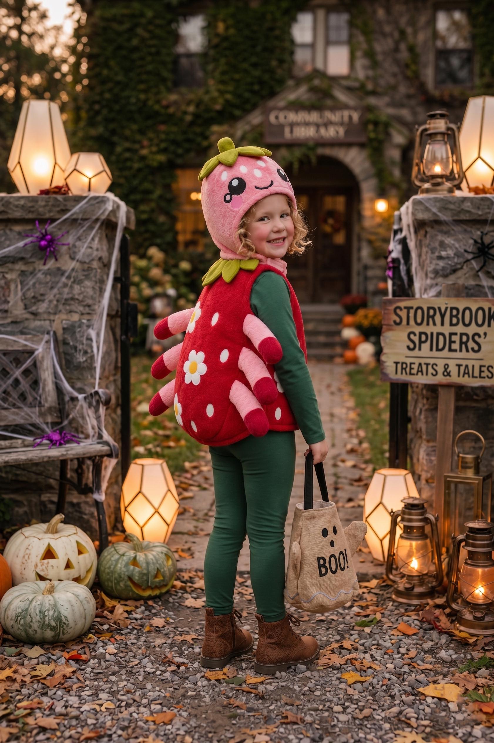 Strawberry Spider Costume for Kids, Cute Strawberry Halloween Costume, Plush Spider Outfit