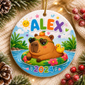 Capybara Pool Ornament, Summer Animal Ceramic KeepsakePersonalized