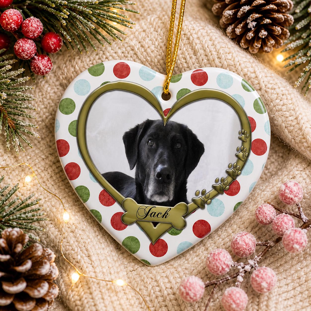 Custom Pet Memorial Ornament, Heart Photo Keepsake, Ceramic Pet Loss Sympathy ArtPersonalized