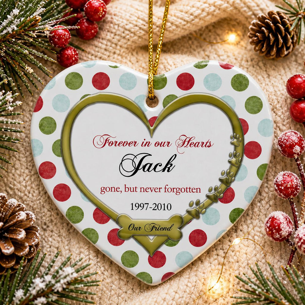 Custom Pet Memorial Ornament, Heart Photo Keepsake, Ceramic Pet Loss Sympathy ArtPersonalized