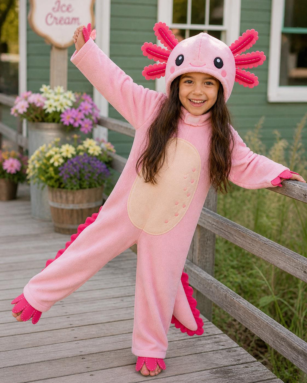 Handmade Axolotl Costume Kids, Fleece Animal Outfit, Cute Axolotl Hoodie Set, Toddler Dress Up, Halloween Costume, Pretend Play