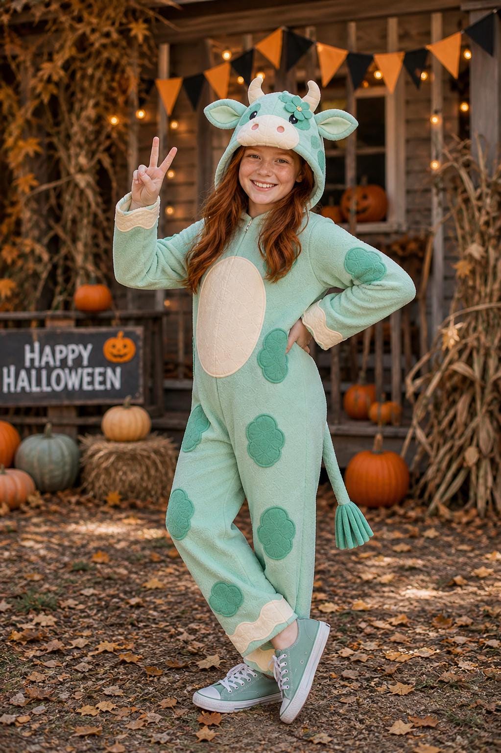 Handmade Pastel Cow Fleece Costume, Kids Animal Dress Up, Toddler Halloween Outfit
