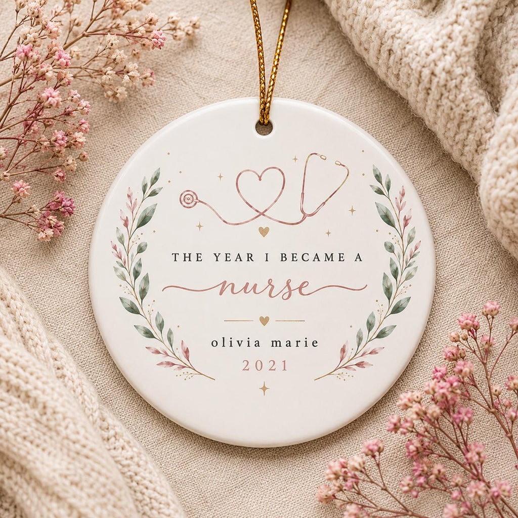 Personalized Nurse Ornament, The Year I Became a Nurse, Nursing School Graduation Gift, Nurse Christmas Ornament, Healthcare Worker Keepsake