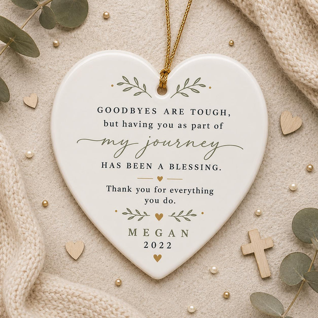 Mentor Thank You Keepsake, Goodbye Ornament, Coworker Leaving Gift, Friendship Farewell Ornament, Retirement Gift, Custom Ceramic Ornament