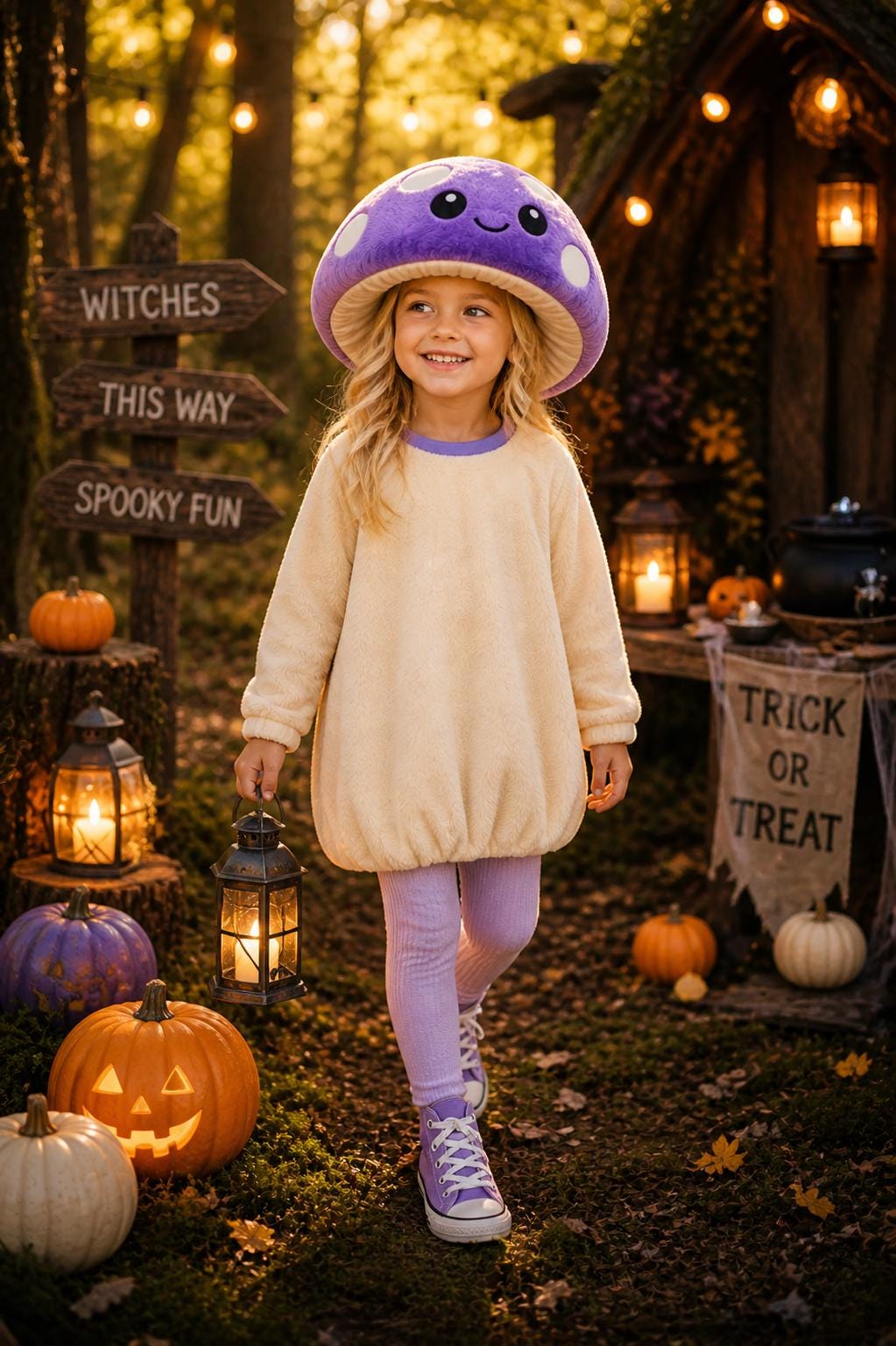 Handmade Mushroom Buddy Costume, Fleece Tunic Outfit, Woodland Dress Up, Halloween Play