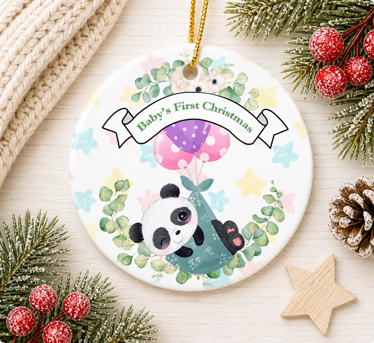 Baby Animal Ceramic Ornament, Panda Lion Tiger Monkey Hippo, Safari Nursery Christmas KeepsakePersonalized