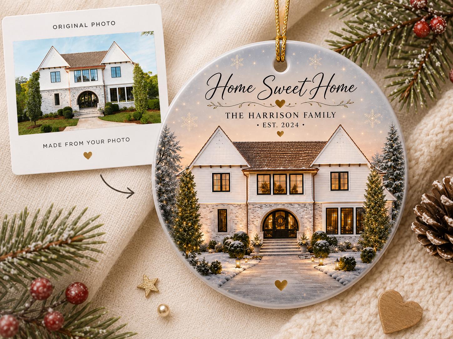 New Home Ornament, Housewarming Christmas Ornament, First Home Keepsake, Family Home Ornament, Realtor Closing Gift, Home Christmas Ornament