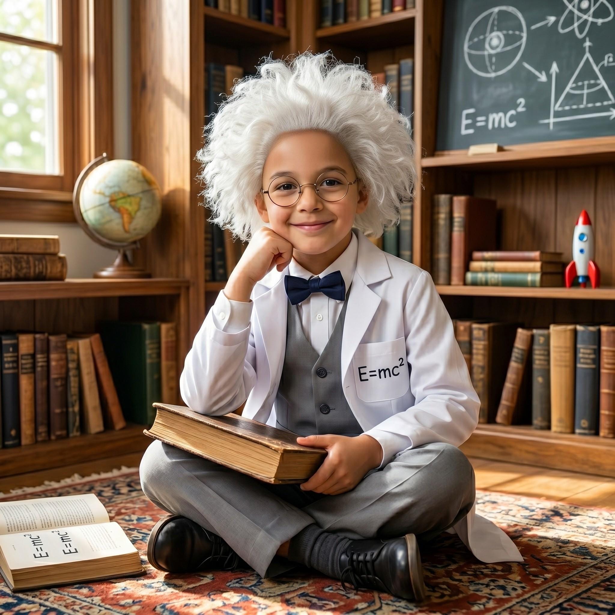 Einstein Mad Scientist Halloween Costume, Professor Cosplay, Wig, Lab Coat