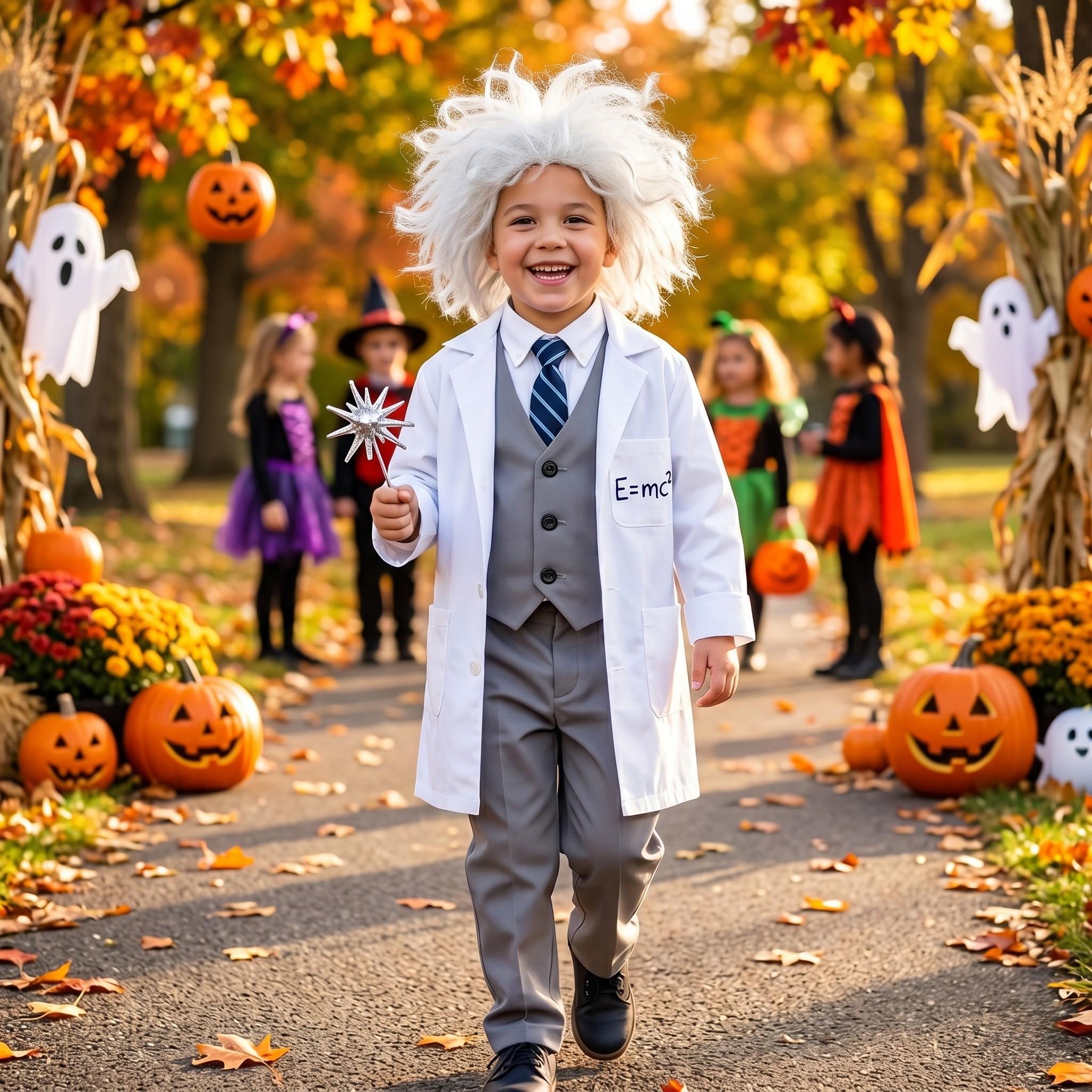 Einstein Mad Scientist Halloween Costume, Professor Cosplay, Wig, Lab Coat
