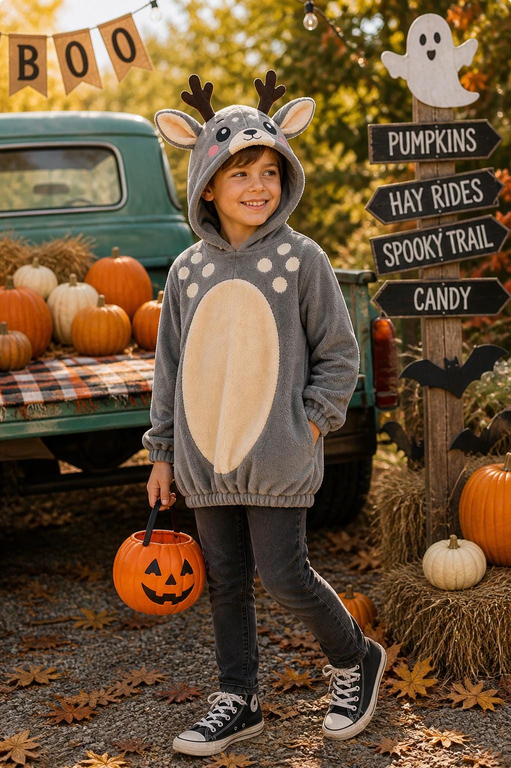 Fawn Costume Kids, Deer Tunic Hoodie Costume, Woodland Animal Costume, Handmade Halloween Costume, Cozy Fawn Outfit