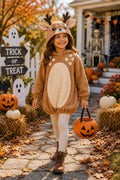 Fawn Costume Kids, Deer Tunic Hoodie Costume, Woodland Animal Costume, Handmade Halloween Costume, Cozy Fawn Outfit