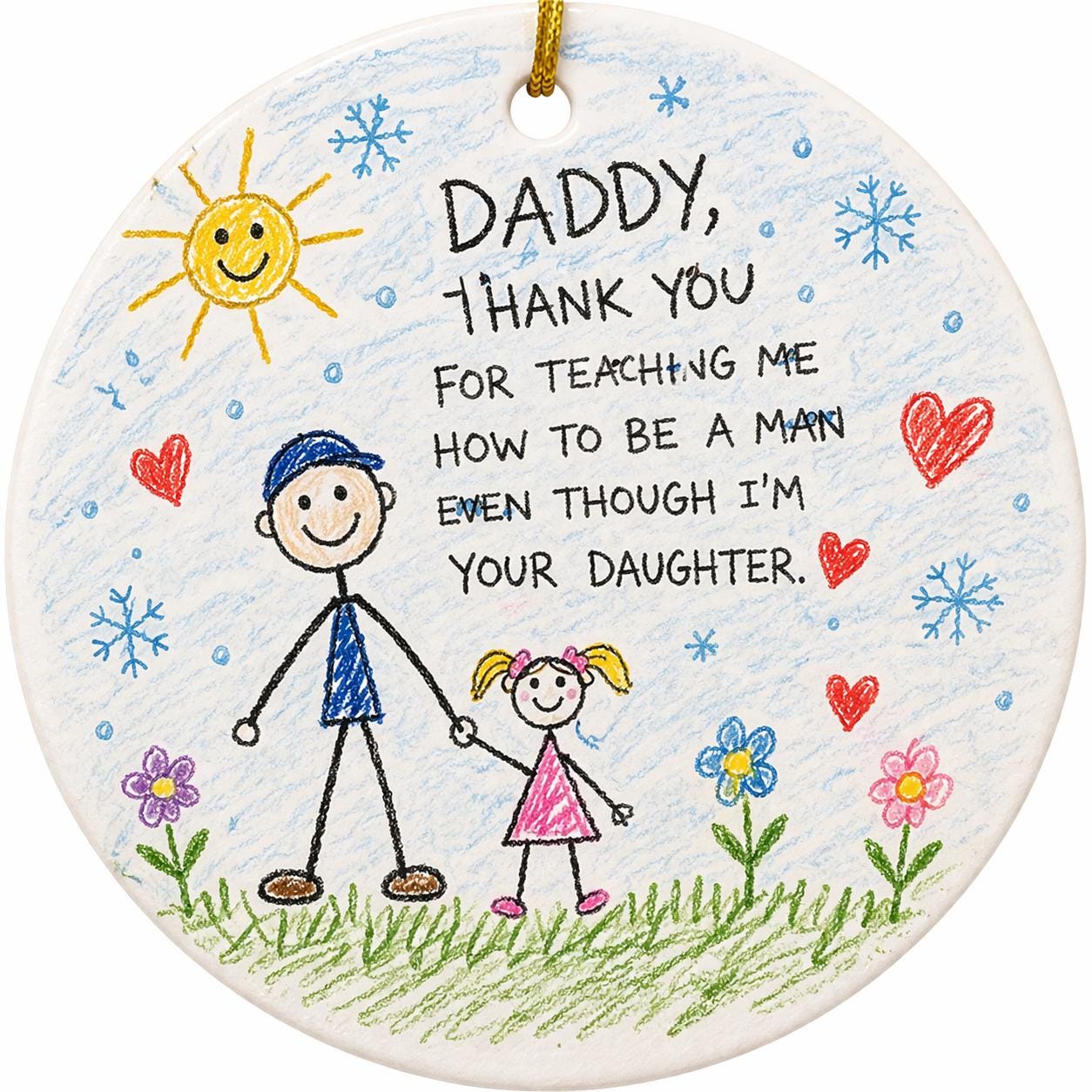 Daddy Daughter Ornament, Stick Figure Art, Father's Day Keepsake, Christmas GiftPersonalized