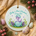 Baby's First Christmas Dinosaur Ornament, Custom Name Ceramic Keepsake, Whimsical Dino Nursery DecorPersonalized