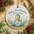 Baby's First Christmas Dinosaur Ornament, Personalized Hatchling Dino KeepsakePersonalized