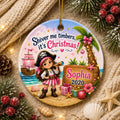 Pirate Girl Ceramic Ornament, Tropical Nautical Christmas KeepsakePersonalized
