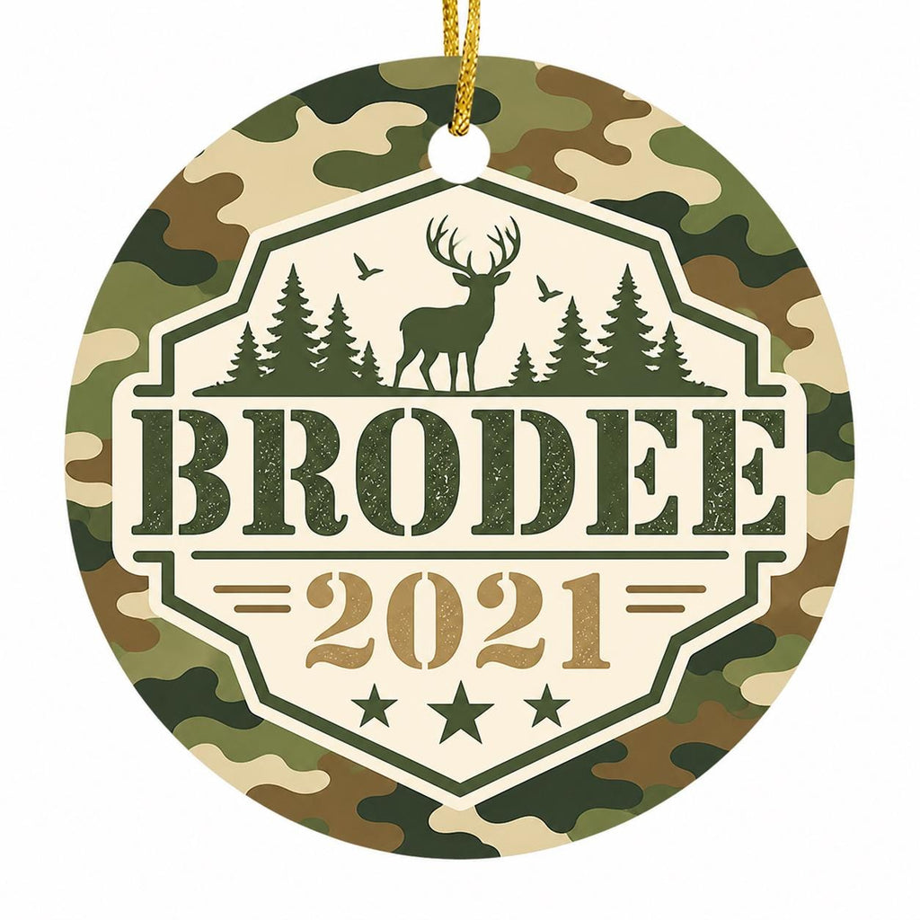 Camo Ornament, Custom Hunter Keepsake, Woodland Christmas Decor, Outdoorsy Name GiftPersonalized