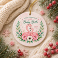 Baby's First Christmas Flamingo Ornament, Custom Nursery Keepsake, Floral Watercolor GiftPersonalized