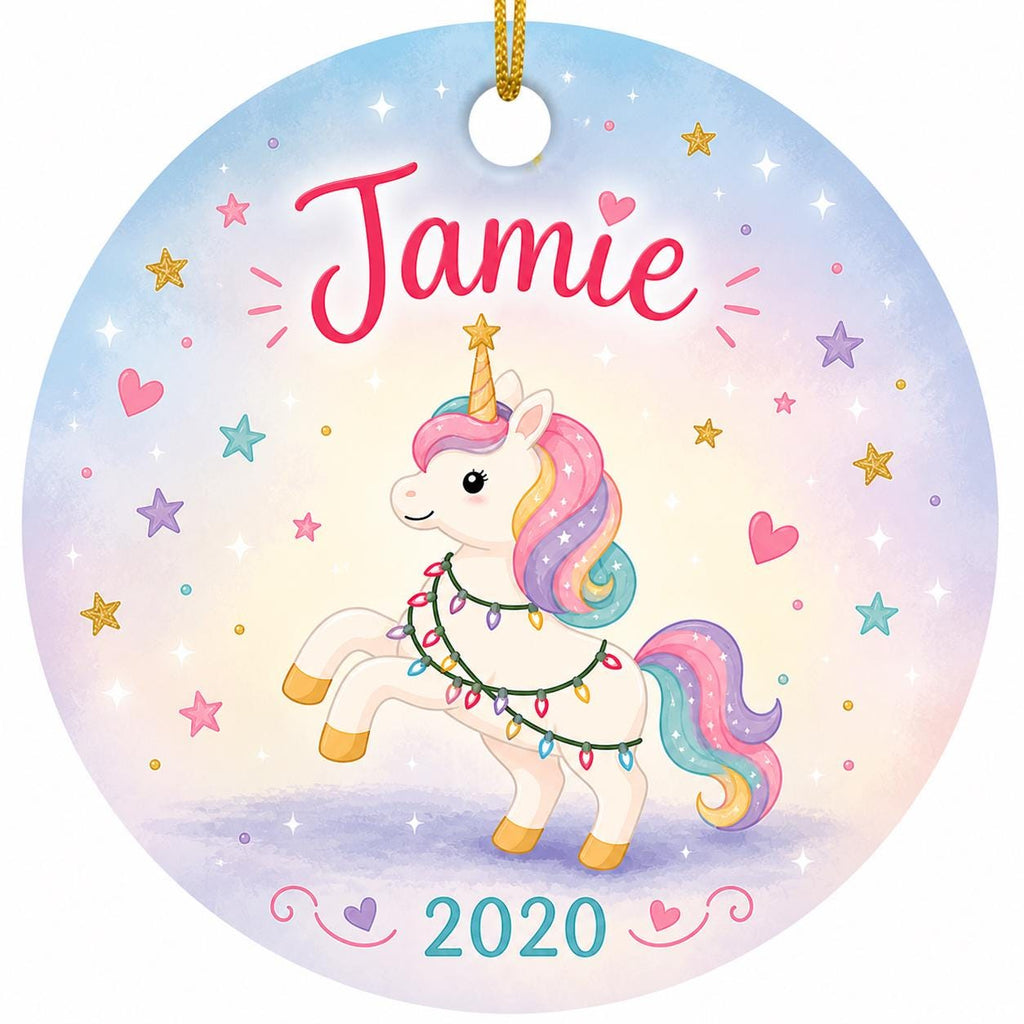 Unicorn Ornament, Rainbow Galaxy Christmas Keepsake, Whimsical Fantasy ArtPersonalized