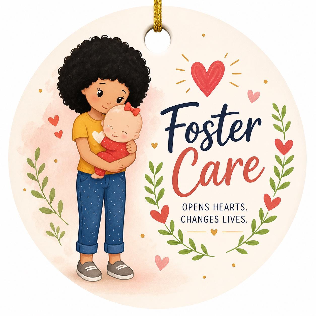 Foster Care Mom Ceramic Ornament,  Nurturing Keepsake, Infant Art, Holiday DecorPersonalized