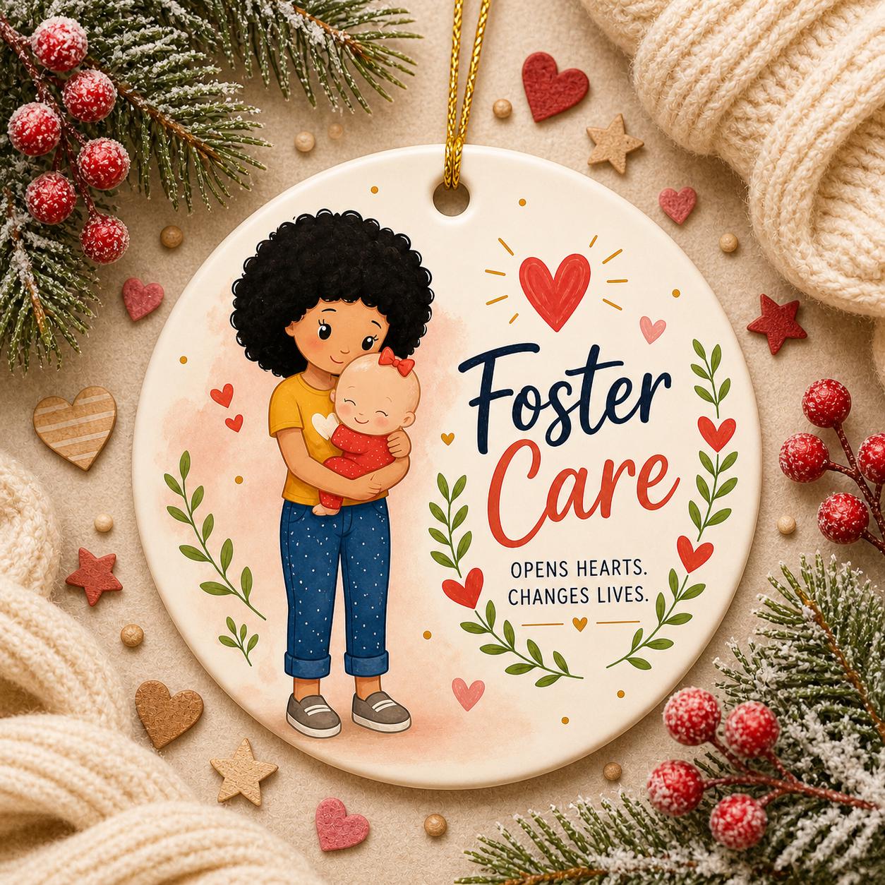 Foster Care Mom Ceramic Ornament,  Nurturing Keepsake, Infant Art, Holiday DecorPersonalized