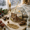 Leopard Safari Ceramic Ornament, Wild Animal Keepsake, Jungle Nursery DecorPersonalized