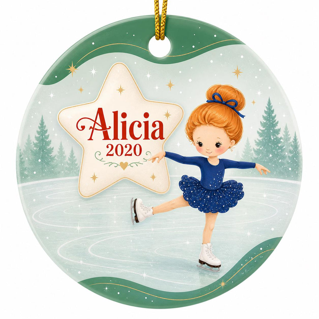 Ceramic Ice Skating Ornament, Custom Skater Christmas Decor, Figure Skating KeepsakePersonalized