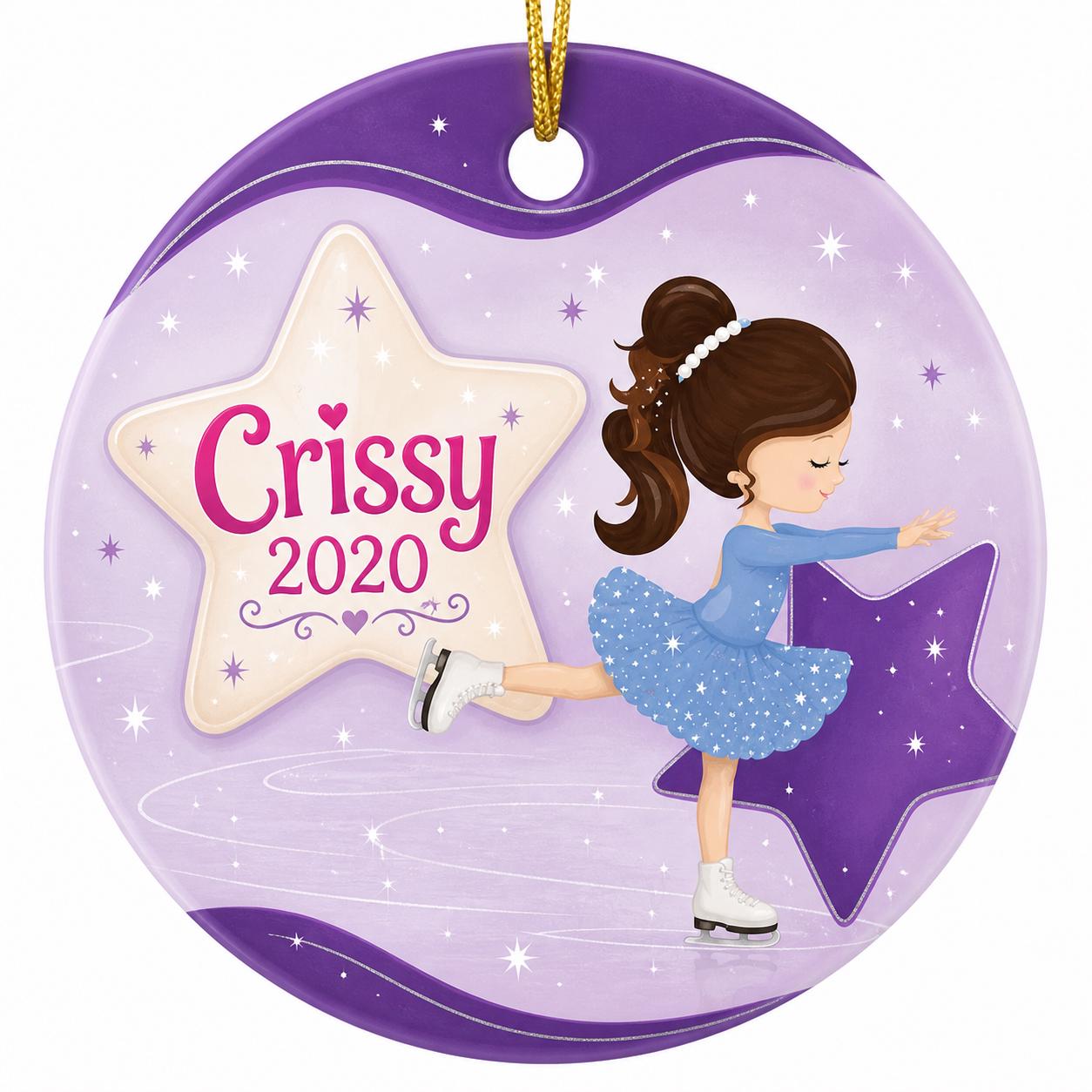 Purple Ice Skater Ornament, Custom Girl Figure Skating KeepsakePersonalized