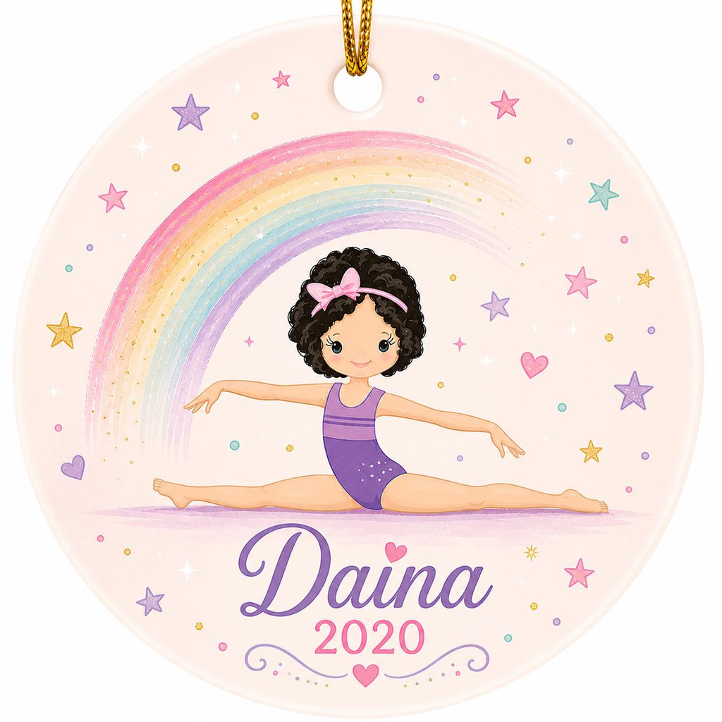 Gymnastics Ornament, Custom Rainbow Gymnast Keepsake, Dancer Sports DecorPersonalized