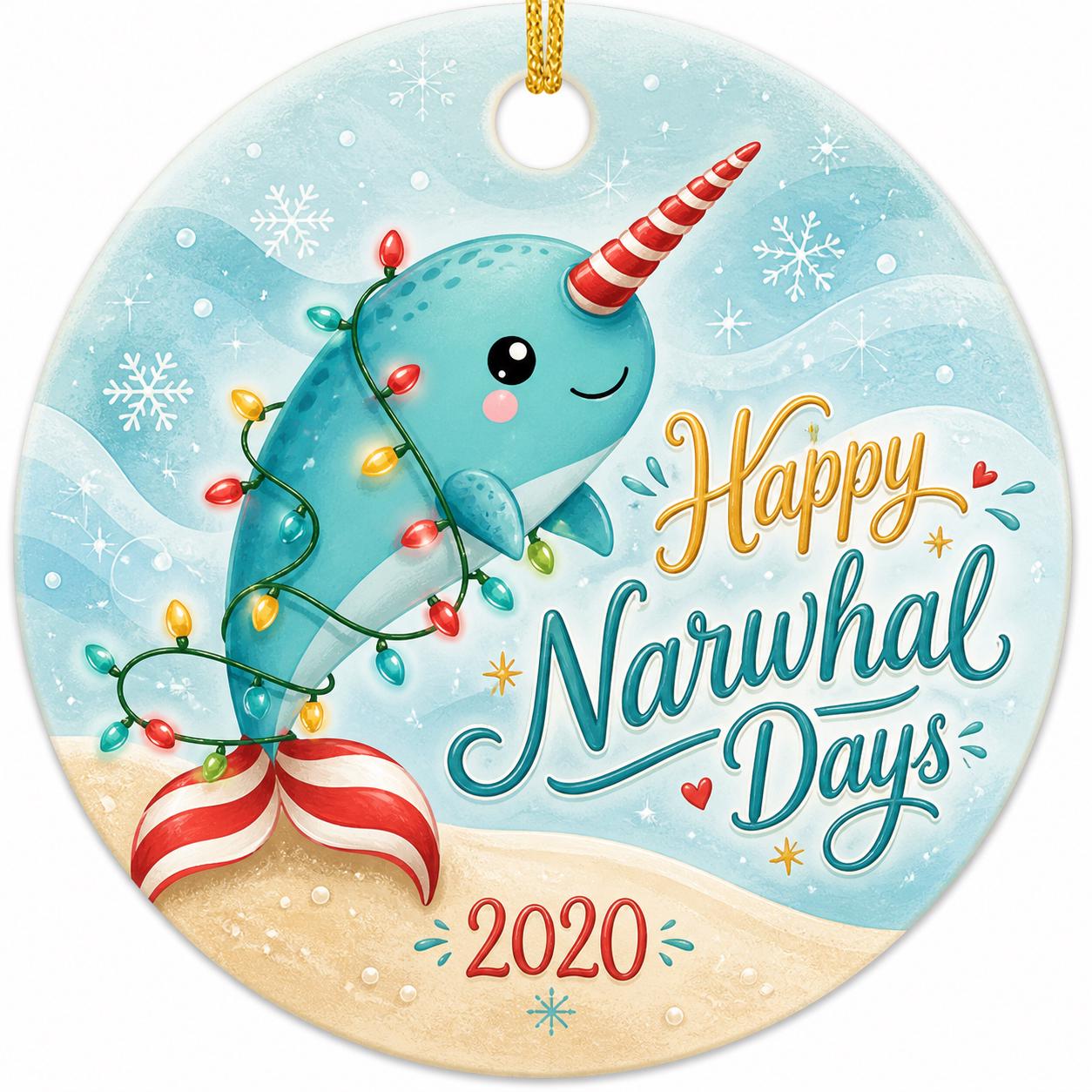 Narwhal Christmas Ornament Custom Made and Personalized Happy Narwhal DaysPersonalized