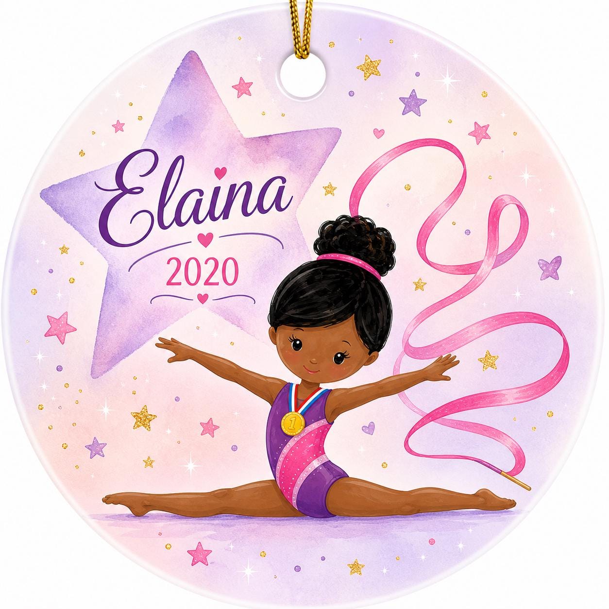 Rhythmic Gymnastics Ornament, Custom Gymnast Gift, Black Girl Magic DecorPersonalized