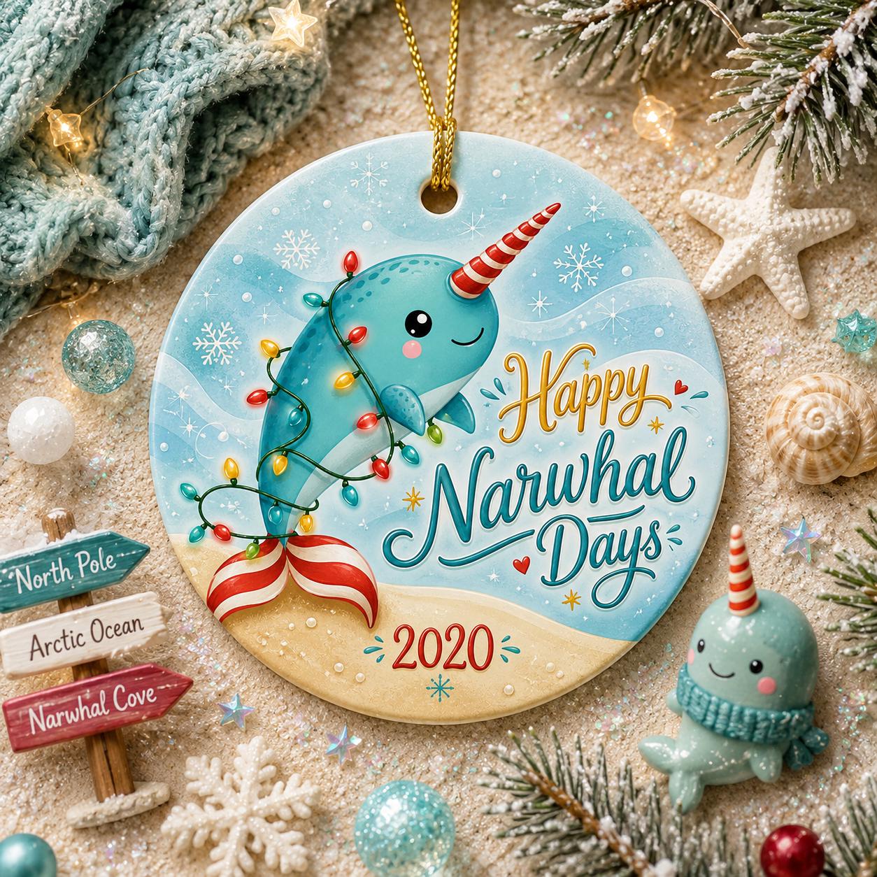 Narwhal Christmas Ornament Custom Made and Personalized Happy Narwhal DaysPersonalized