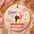 Gymnastics Ornament, Custom Name Gymnast Keepsake, Balance Beam Rainbow DecorPersonalized