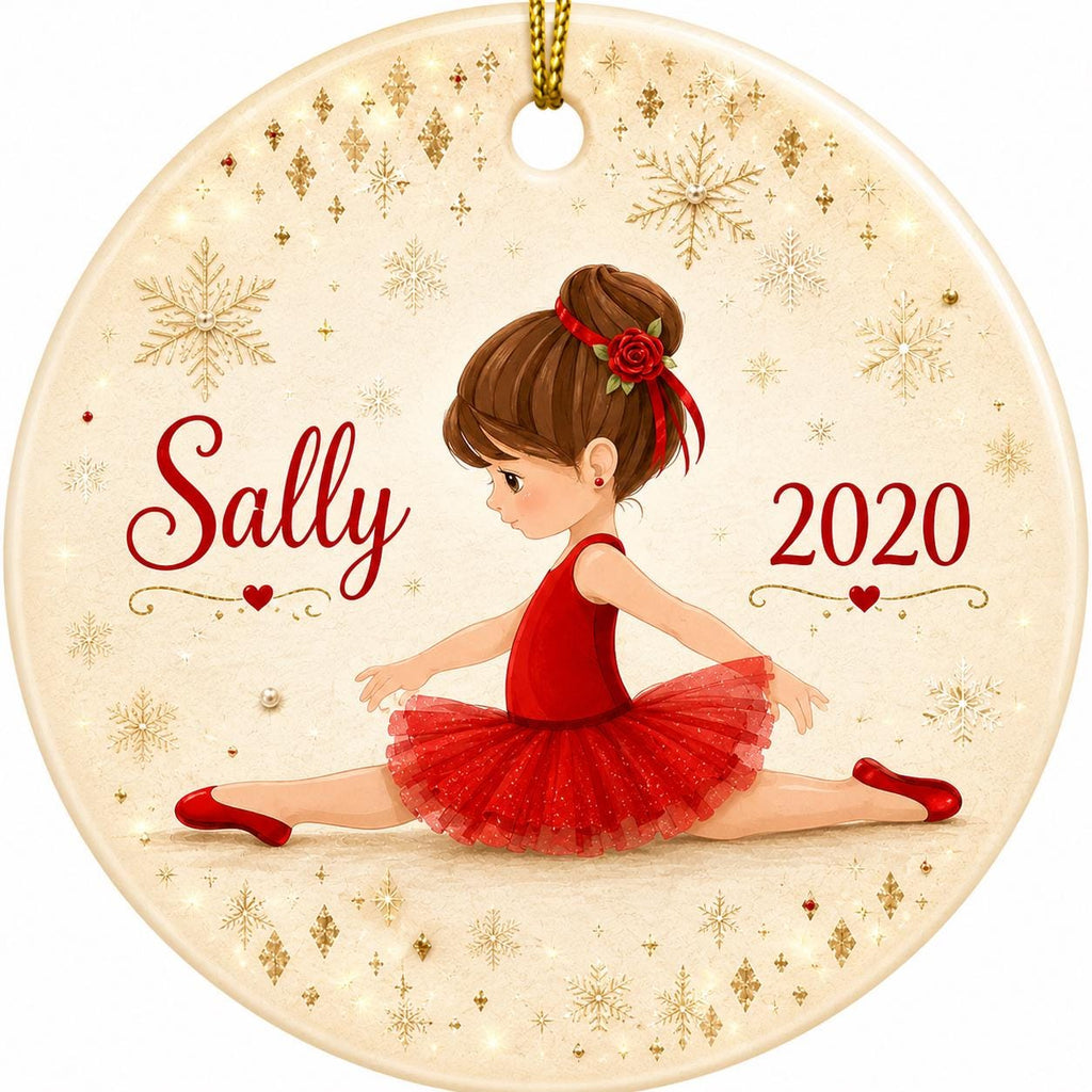 Ballerina Ornament, Red Tutu Dancer Keepsake, Custom Ballet Christmas DecorPersonalized