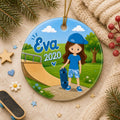 Skateboarder Girl Ceramic Ornament, Custom Name Skate Park DecorPersonalized