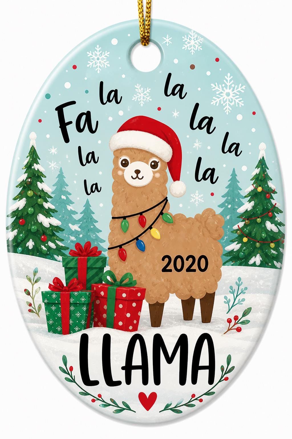 Fa La La Llama Ornament, Custom Christmas Gift, Funny Holiday Decor, Animal LoverPersonalized