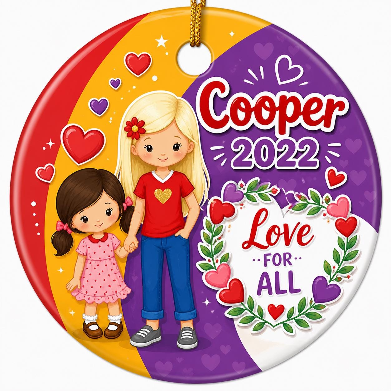 Ceramic Ornament, Sister Friend Gift, Custom Name Holiday ArtPersonalized