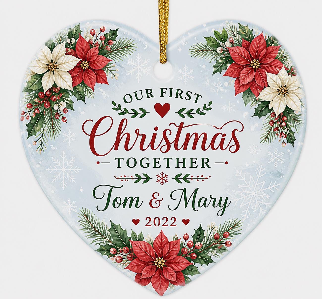 Poinsettia Married Ornament, Wedding Gift, Wedding Date Ornament, Anniversary Gift, Our First Christmas, Newlywed GiftPersonalized