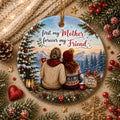 Mother Daughter Ornament, Winter Forest Ceramic Keepsake, Custom Family Holiday ArtPersonalized