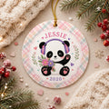 Panda Bear Ornament, Music Lover Gift, Plaid Nursery Decor KeepsakePersonalized