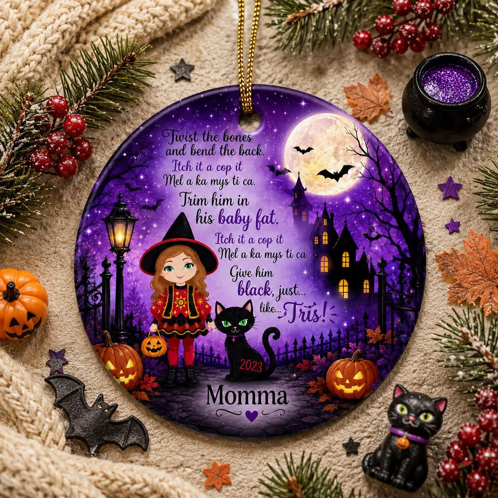 Thackery Binx Cat Ornament, Hocus Pocus Halloween Decor, Custom Name Black Cat Keepsake, Spooky Movie Fan Gift, CeramicPersonalized