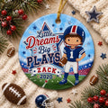 Football Ornament, Custom Boy Player Gift, Lime Green Blue Sports KeepsakePersonalized