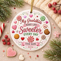 Grandkids Make Life Sweeter Ceramic Ornament, Candy Christmas Decor, Grandparent GiftPersonalized