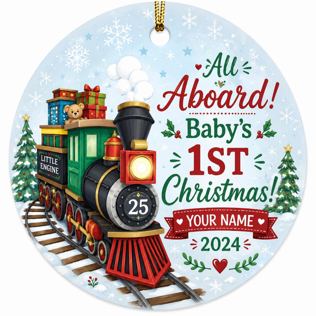 Baby's 1st Christmas Train Ornament, Personalized Keepsake, Holiday DecorPersonalized