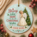 Angel Christmas Ornament, Child Tree Decor, Custom Family Keepsake, Snowflake DesignPersonalized